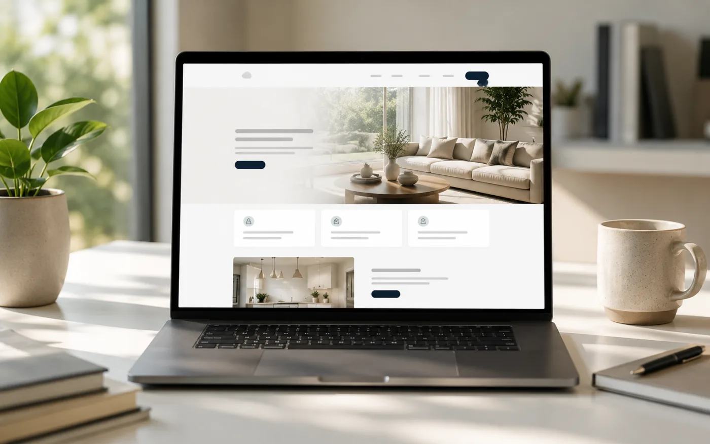 Laptop displaying a clean modern business website