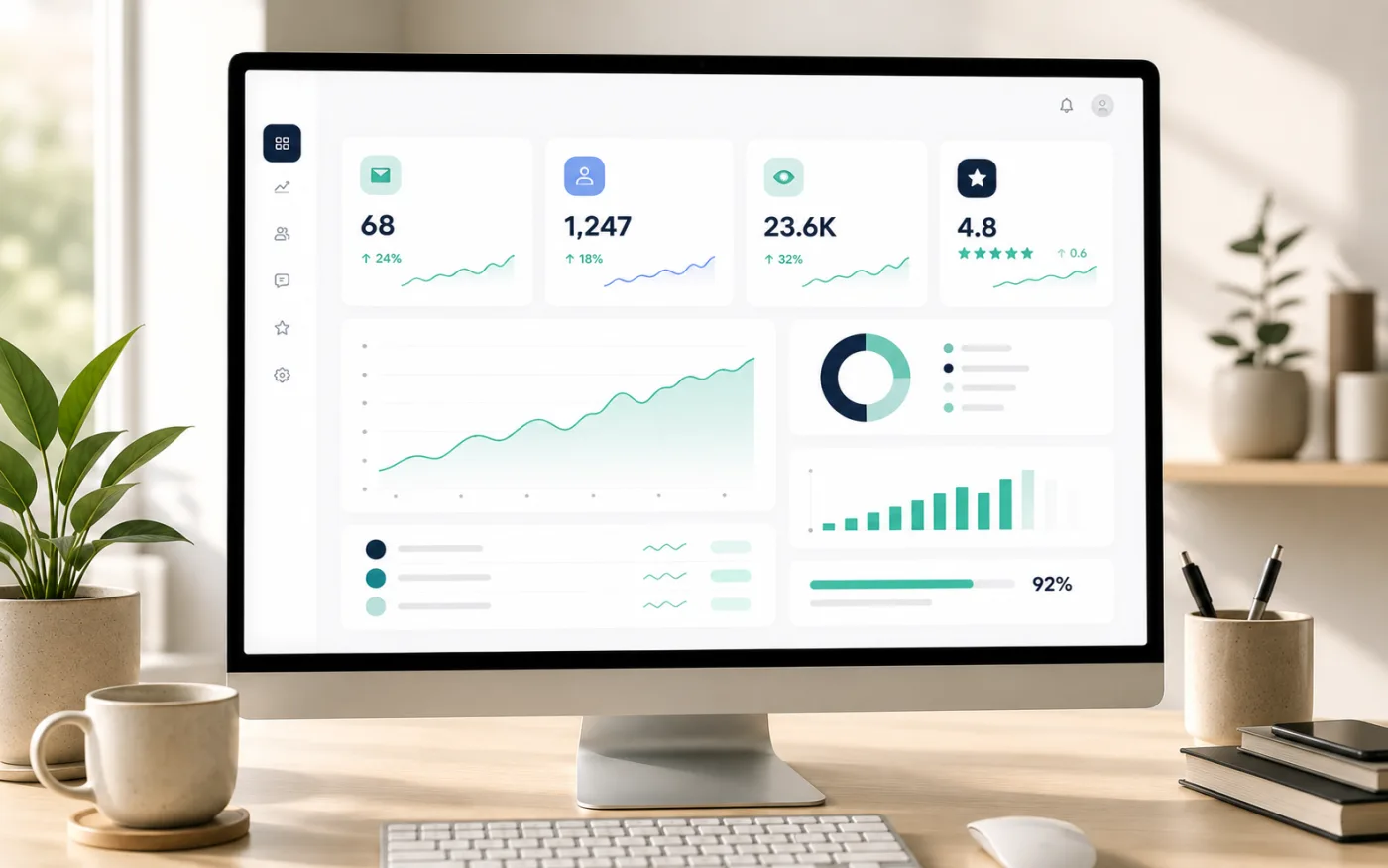 Clean growth dashboard showing simple upward trends